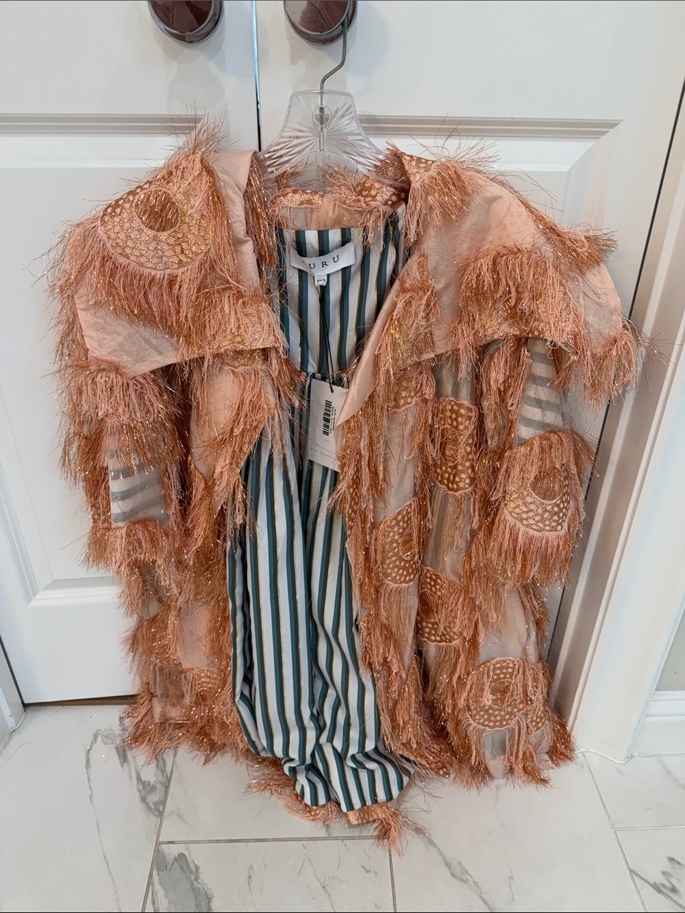 BURU pink eyelash car coat